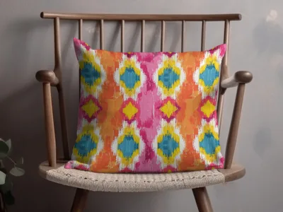 Ikat Pattern Colorful Decorative Throw Pillow