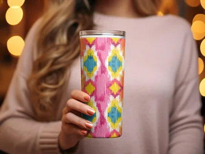Vibrant Geometric Pattern Insulated Tumbler Cup