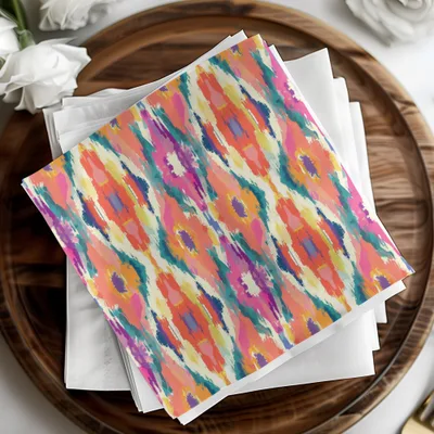 Vibrant Ikat Pattern Abstract Colorful Paper Napkins