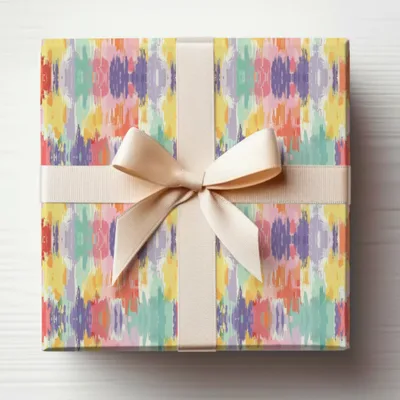 Colorful Abstract Pattern Gift Box with Ribbon Decor