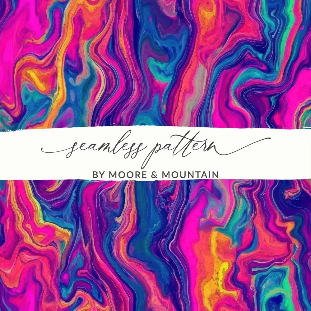 Digital Seamless Pattern, Fluid Art Texture, Vibrant Swirls, Colorful Marble, Abstract Background, Trendy Design, Digital Paper - Moore and Mountain