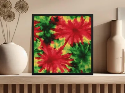 Digital Tie Dye Pattern, Red Green Seamless Design, Festive Digital Paper, Abstract Graphic, Fabric Design, DIY Crafts, Downloadable Digital - Moore and Mountain