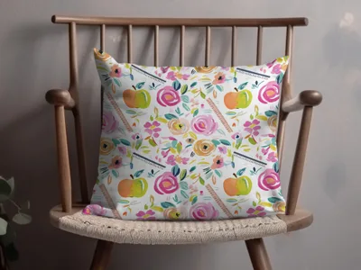 Colorful Floral and Fruit Design Decorative Pillow