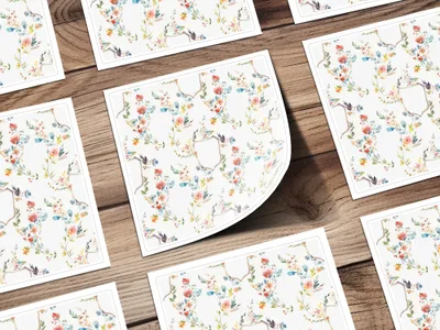Digital Watercolor Floral Pattern, Red Blue Yellow, Spring Flower Design, Printable Fabric Seamless Tile, Watercolor Clipart, Floral Repeat - Moore and Mountain