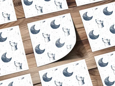 Digital Wolf Moon Seamless Pattern, Celestial JPEG, Night Sky Design, Scrapbook Paper, Fabric Print, Digital Download - Moore and Mountain
