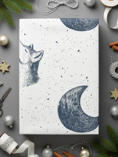 Digital Wolf Moon Seamless Pattern, Celestial JPEG, Night Sky Design, Scrapbook Paper, Fabric Print, Digital Download - Moore and Mountain