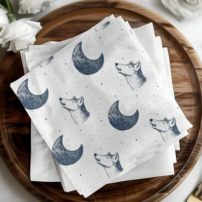Digital Wolf Moon Seamless Pattern, Celestial JPEG, Night Sky Design, Scrapbook Paper, Fabric Print, Digital Download - Moore and Mountain