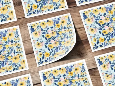 Digital Yellow Floral Seamless Pattern, Watercolor Flowers Fabric Design, Botanical Digital Paper, Spring Textile Print, JPEG Files - Moore and Mountain