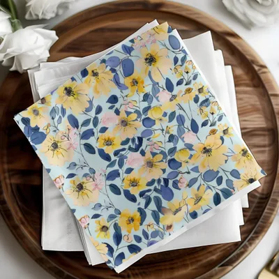 Digital Yellow Floral Seamless Pattern, Watercolor Flowers Fabric Design, Botanical Digital Paper, Spring Textile Print, JPEG Files - Moore and Mountain