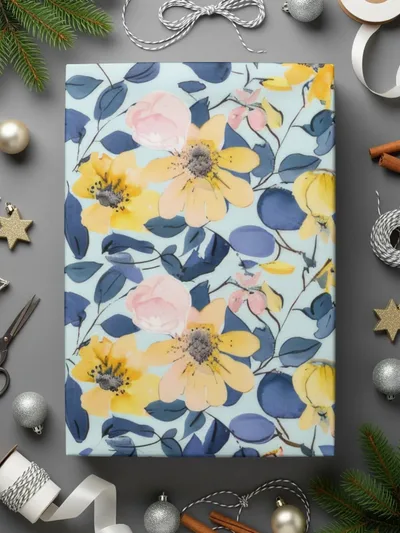 Digital Yellow Floral Seamless Pattern, Watercolor Flowers Fabric Design, Botanical Digital Paper, Spring Textile Print, JPEG Files - Moore and Mountain