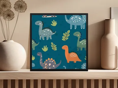 Dinosaur Seamless Pattern Digital Download, Cute Dino Background, Kids Fabric Design, Scrapbooking Paper, Nursery Decor Print - Moore and Mountain