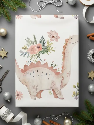 Dinosaur Seamless Pattern Digital, Floral Dinosaur Print File, Watercolor Dino Design, Kids Fabric Pattern, Girls Room Clipart - Moore and Mountain