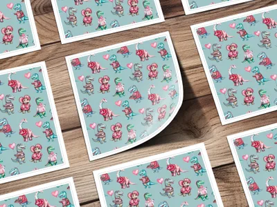 Dinosaur Valentine Seamless Pattern, Digital Paper, Cute Dino Pattern, Dinosaur Love, Kawaii Dino, Valentine Pattern, Digital Download - Moore and Mountain