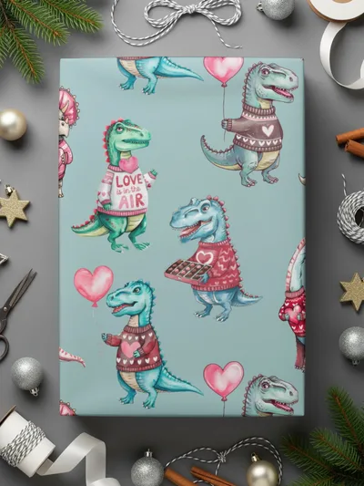 Dinosaur Valentine Seamless Pattern, Digital Paper, Cute Dino Pattern, Dinosaur Love, Kawaii Dino, Valentine Pattern, Digital Download - Moore and Mountain
