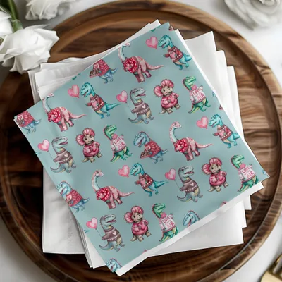 Dinosaur Valentine Seamless Pattern, Digital Paper, Cute Dino Pattern, Dinosaur Love, Kawaii Dino, Valentine Pattern, Digital Download - Moore and Mountain