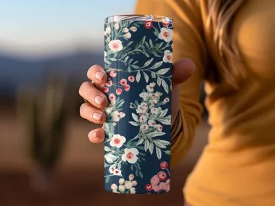 Floral Patterned Stainless Steel Tumbler Travel Mug