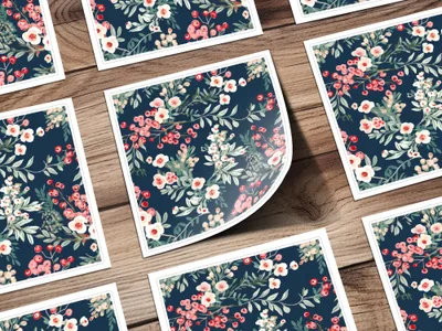 Elegant Floral Pattern with Red and White Flowers Print