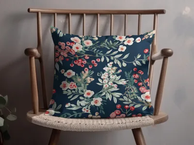 Floral and Berry Pattern Decorative Pillow Product