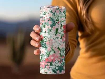 Floral Patterned Thermos Travel Mug for Hot and Cold Drinks