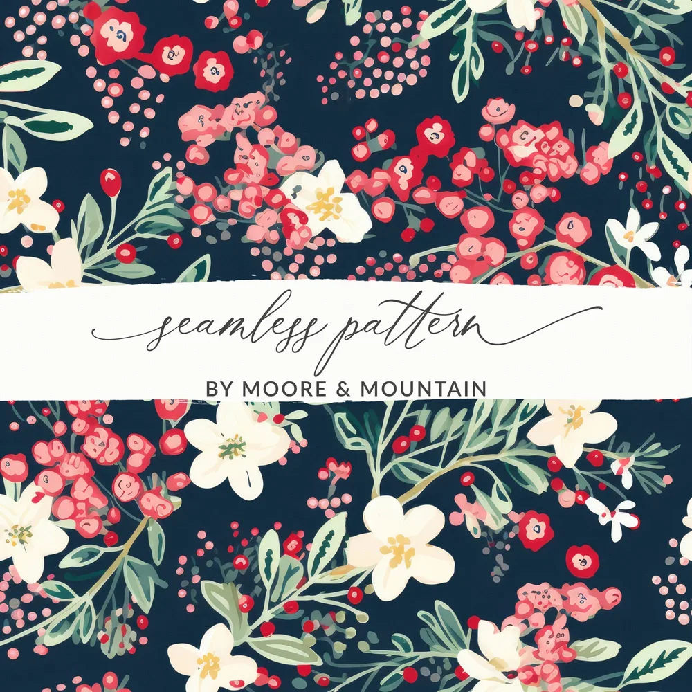 Floral and Berries Seamless Pattern Design