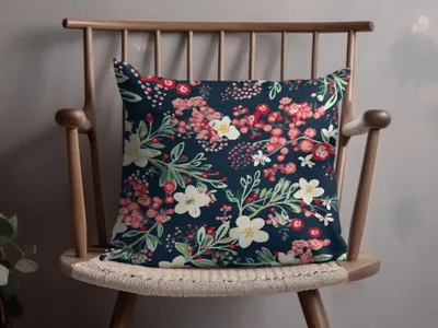 Floral Patterned Throw Pillow with Vibrant Blooms Decor