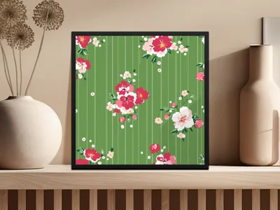 Floral Green and Pink Wall Art Print Decor