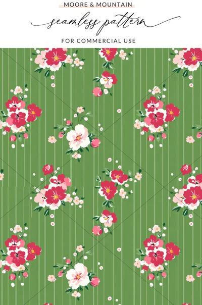 Green Floral Seamless Pattern For Commercial Use Design