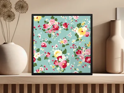 Floral Pattern Art Print with Colorful Flowers Decoration
