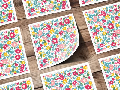Colorful Floral Pattern Design Square Sticker Sheets