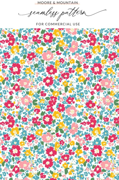 Colorful Floral Seamless Pattern for Commercial Use