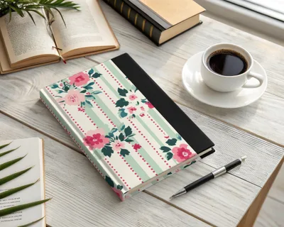 Floral Striped Cover Hardcover Journal for Writing