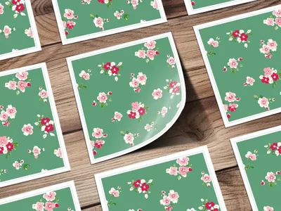 Vibrant Green Florals Design Sticker Sheet Collection