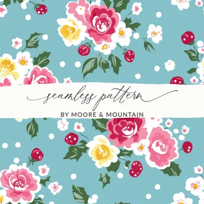 Ditsy Christmas Seamless Pattern, Holiday Floral Pattern, Vintage Christmas Print, Christmas Digital Paper, Floral Repeat