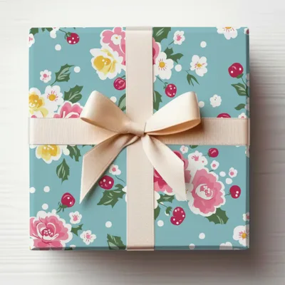 Floral Patterned Gift Box with Bow Design Gift Product