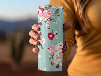 Floral Design Insulated Tumbler Travel Mug