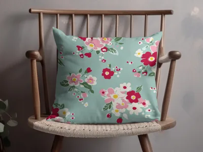 Decorative Throw Pillow with Colorful Floral Print