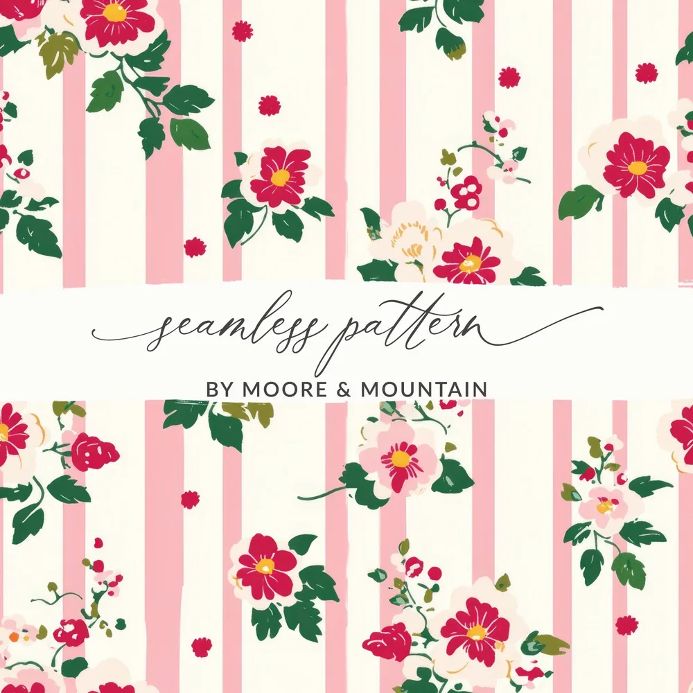 Floral Striped Seamless Pattern by Moore and Mountain