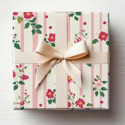 Elegant Floral Striped Gift Wrapping Paper for Any Occasion