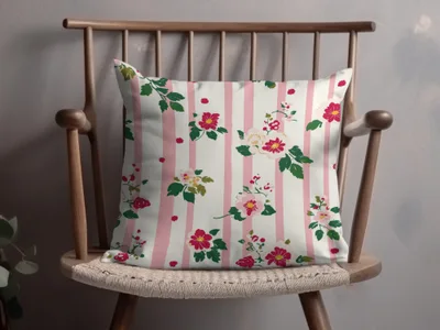 Floral Striped Design Throw Pillow for Home Decor