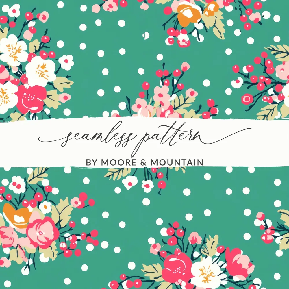 Floral Polka Dot Seamless Pattern by Moore and Mountain