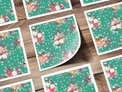 Green Floral Pattern With White Polka Dots Sheet