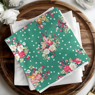 Floral Polka Dot Design Napkin Set for Home Decor
