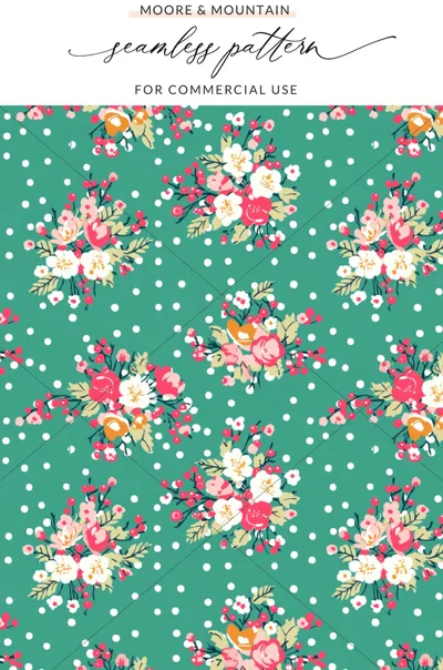 Floral and Polka Dot Seamless Pattern for Commercial Use