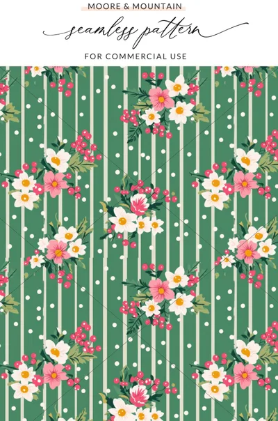 Seamless Floral Stripe Pattern for Commercial Use