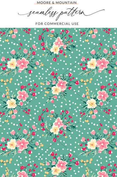Floral Polka Dot Seamless Pattern for Commercial Use