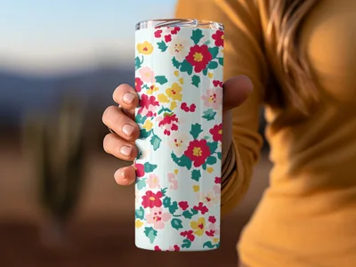 Colorful Floral Pattern Insulated Tumbler Cup Product
