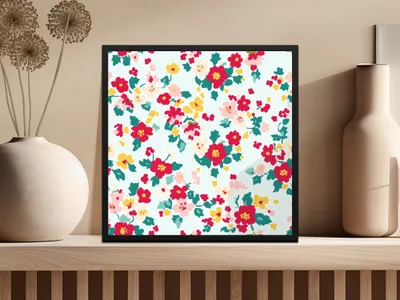 Colorful Floral Patterned Wall Art Print for Home Decor