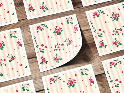 Beautiful Pink Floral Striped Pattern Design Sheets