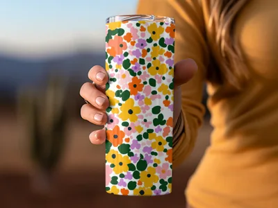 Colorful Flower Pattern Insulated Tumbler Cup Product