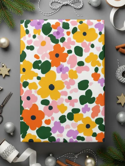 Colorful Floral Patterned Wrapping Paper Holiday Gift